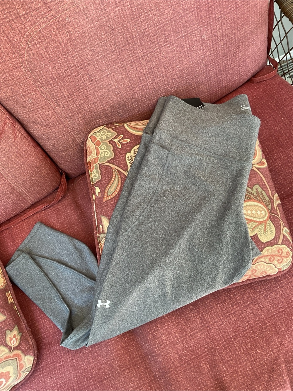 Under Armour Wmns XL HeatGear No-Slip Waistband High Rise Ankle Legging Gray New